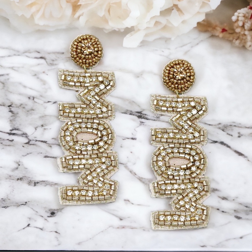 MOM Seed Beaded Earrings